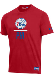 Under Armour Philadelphia 76ers Red Lockup Short Sleeve T Shirt