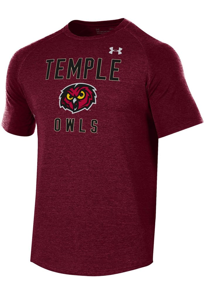 Under Armour Temple Owls Maroon Freestyle Long Line Short Sleeve T Shirt