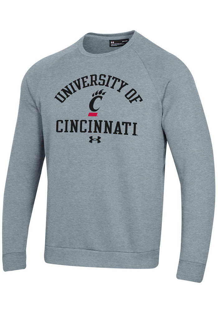 Under Armour Cincinnati Bearcats Mens Grey All Day Fleece Long Sleeve Crew Sweatshirt