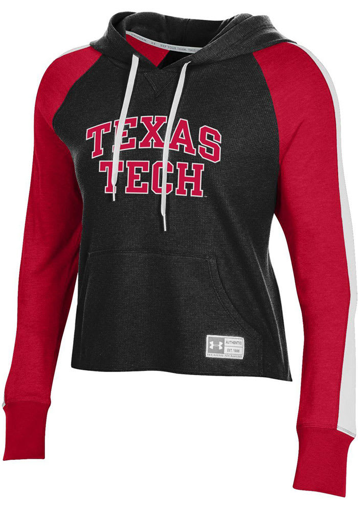 Under Armour Texas Tech Red Raiders Womens Black Gameday Waffle Hooded Sweatshirt