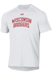 Under Armour Wisconsin Badgers White Tech Short Sleeve T Shirt