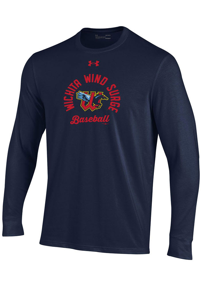 Under Armour Wichita Wind Surge Navy Blue Circle Baseball Long Sleeve T Shirt