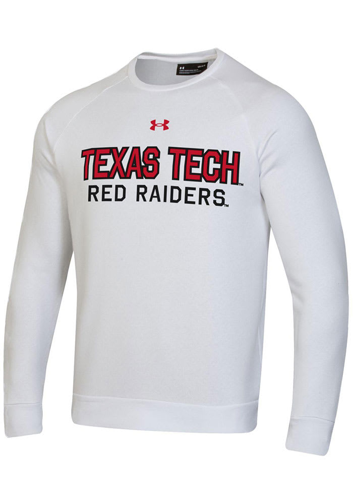 Under Armour Texas Tech Red Raiders Mens White All Day Fleece Long Sleeve Crew Sweatshirt