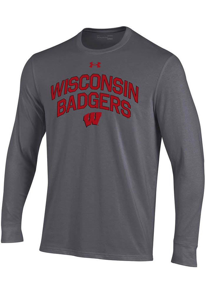 Under Armour Wisconsin Badgers Grey Performance Cotton Long Sleeve T Shirt