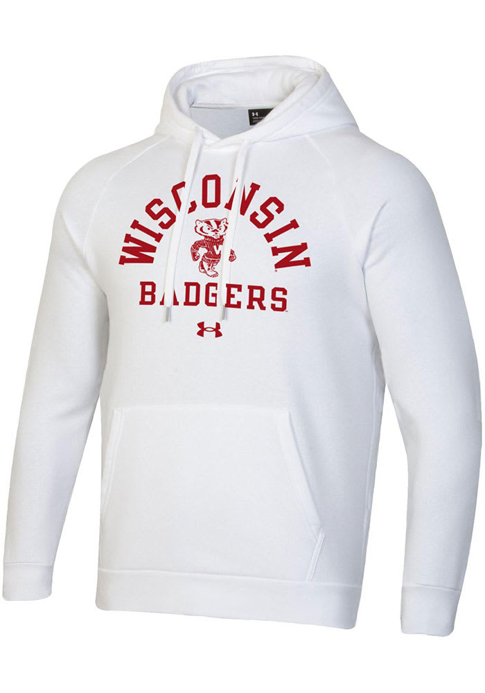 Under Armour Wisconsin Badgers Mens White All Day Fleece Long Sleeve Hoodie