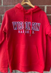 Under Armour Wisconsin Badgers Mens Red All Day Fleece Long Sleeve Hoodie