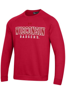 Under Armour Wisconsin Badgers Mens Red All Day Fleece Long Sleeve Crew Sweatshirt