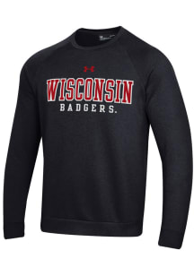 Under Armour Wisconsin Badgers Mens Black All Day Fleece Long Sleeve Crew Sweatshirt