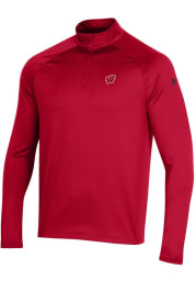 Under Armour Wisconsin Badgers Mens Red Performance 2.0 Long Sleeve 1/4 Zip Pullover