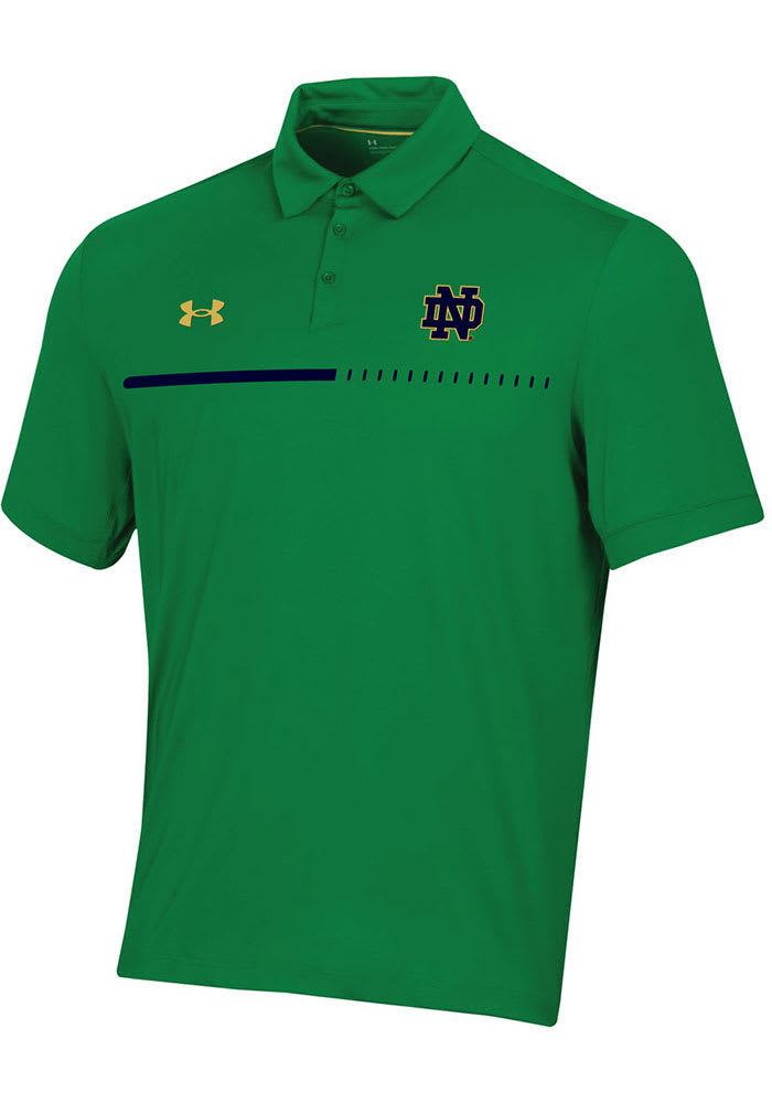 Under Armour Notre Dame Fighting Irish Mens Green Sideline Title Short Sleeve Polo