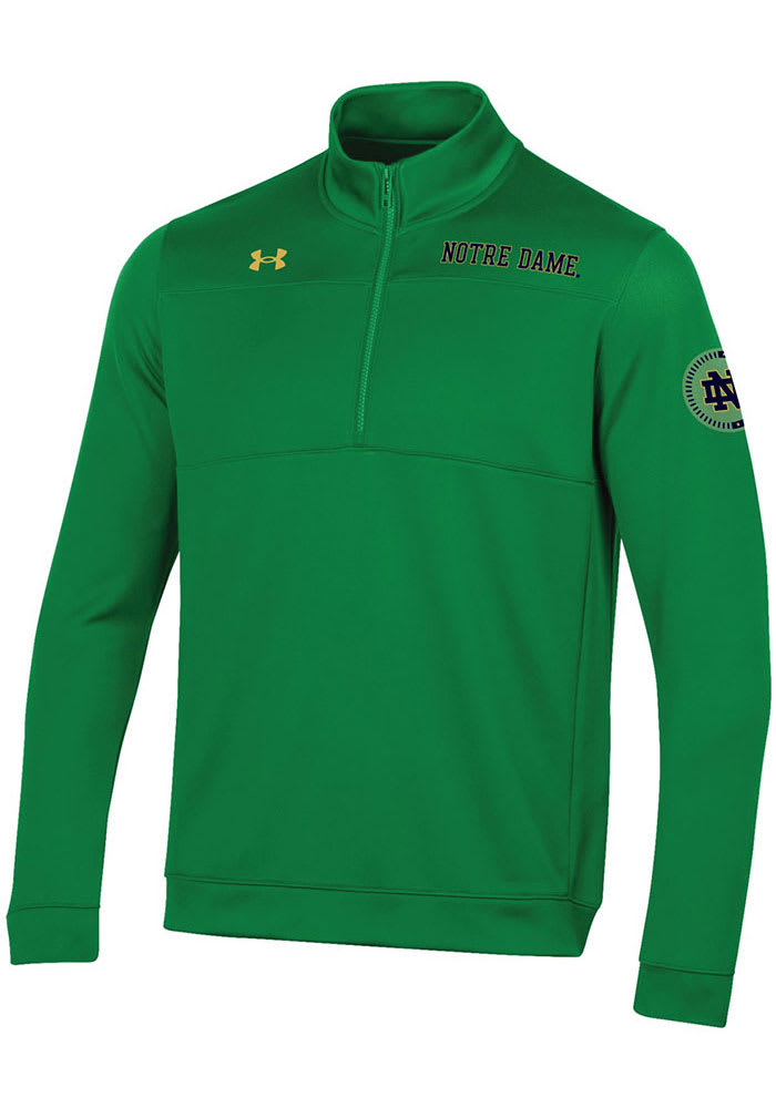 Under Armour Notre Dame Fighting Irish Mens Green Sideline Universal Mid Weight Long Sleeve 1/4 Zip Pullover
