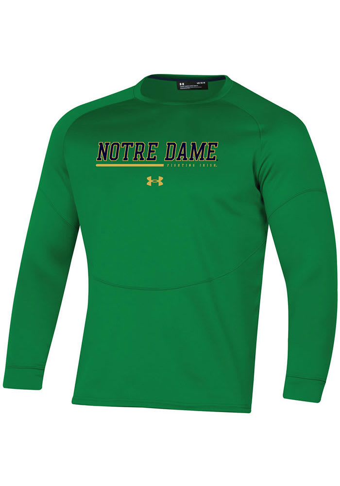 Under Armour Notre Dame Fighting Irish Mens Green Sideline Armour Fleece Long Sleeve Sweatshirt