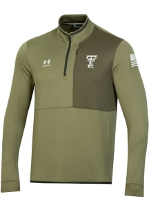 Under Armour Texas Tech Red Raiders Mens Olive Sideline Freedom Long Sleeve 1/4 Zip Pullover