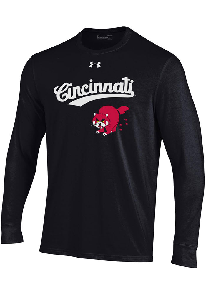 Under Armour Cincinnati Bearcats Black Retro Bear Cat Logo Long Sleeve T Shirt