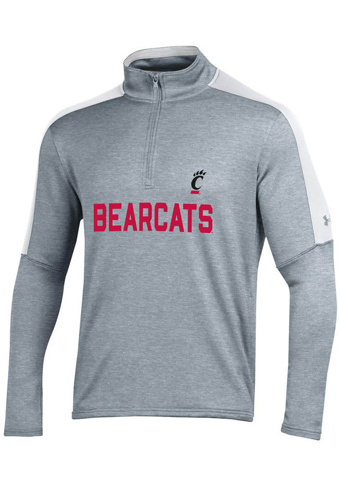 Under Armour Cincinnati Bearcats Mens Grey Gameday Tech Terry Long Sleeve 1/4 Zip Pullover
