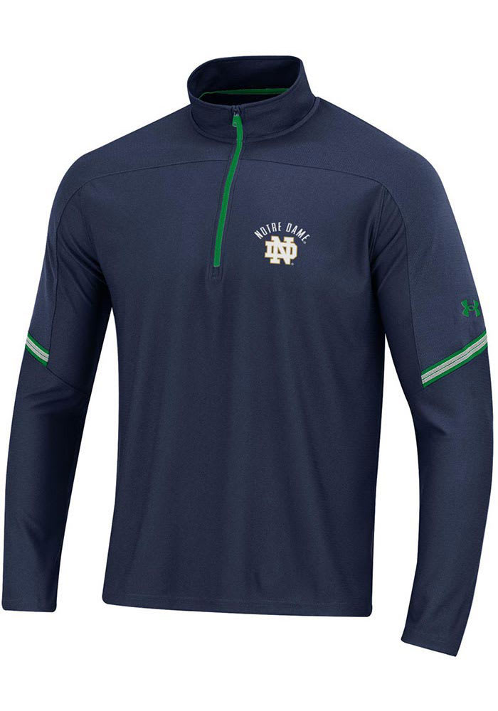 Under Armour Notre Dame Fighting Irish Mens Green Gameday Tech Mesh Long Sleeve 1/4 Zip Pullover