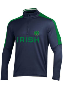 Under Armour Notre Dame Fighting Irish Mens Navy Blue Gameday Tech Terry Long Sleeve 1/4 Zip Pul..