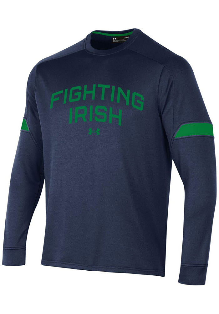Under Armour Notre Dame Fighting Irish Mens Navy Blue Gameday Tech Terry Long Sleeve Sweatshirt