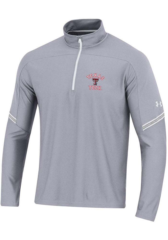 Under Armour Texas Tech Red Raiders Mens Grey Gameday Tech Mesh Long Sleeve 1/4 Zip Pullover