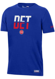 Under Armour Detroit Pistons Youth Blue City Abbreviation Short Sleeve T-Shirt