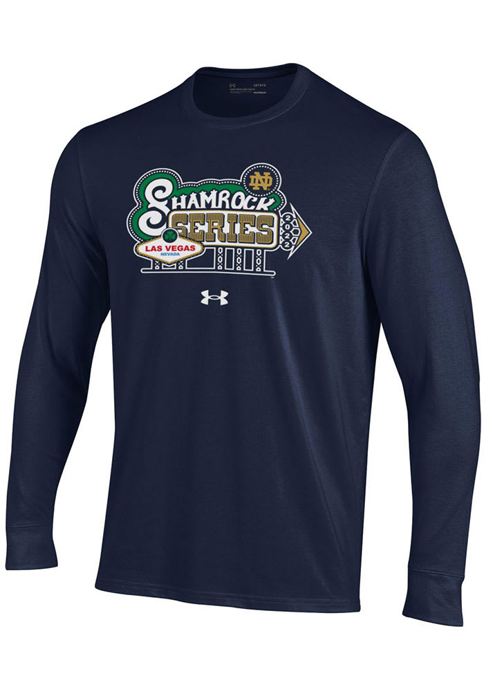 Under Armour Notre Dame Fighting Irish Navy Blue ND Shamrock Series 2022 Long Sleeve T Shirt