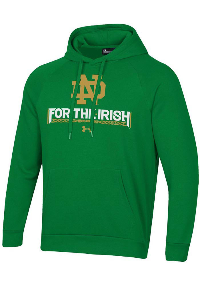 Under Armour Notre Dame Fighting Irish Mens Kelly Green Irish Wear Green Long Sleeve Hoodie