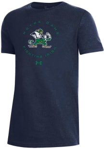 Under Armour Notre Dame Fighting Irish Youth Navy Blue Primary Logo Circle Short Sleeve T-Shirt
