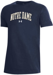 Under Armour Notre Dame Fighting Irish Youth Navy Blue Arched Wordmark Short Sleeve T-Shirt