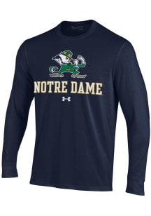 Under Armour Notre Dame Fighting Irish Navy Blue Performance Cotton Long Sleeve T Shirt