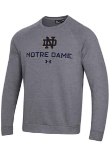 Under Armour Notre Dame Fighting Irish Mens Grey All Day Fleece Long Sleeve Crew Sweatshirt