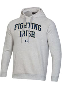 Under Armour Notre Dame Fighting Irish Mens Silver All Day Fleece Long Sleeve Hoodie