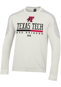 Under Armour Texas Tech Red Raiders Mens Ivory Iconic Gameday Arch Name Long Sleeve Fashion Swea..