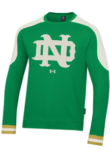 Under Armour Notre Dame Fighting Irish Mens Kelly Green Iconic Gameday Initial Long Sleeve Fashi..