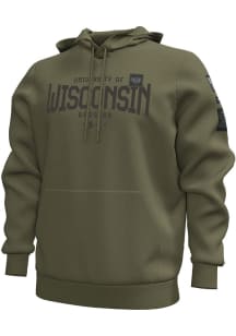 Under Armour Wisconsin Badgers Mens Green Sideline Essential Fleece Freedom Collection Long Slee..