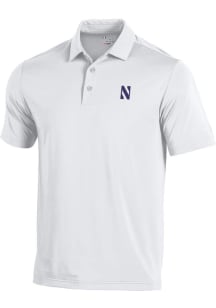Mens Northwestern Wildcats White Under Armour Primary Logo Short Sleeve Polo Shirt