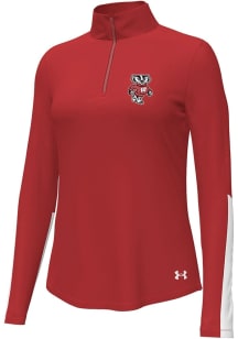 Womens Wisconsin Badgers Red Under Armour Knockout Qtr Zip Pullover