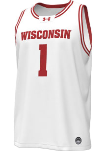 Mens Wisconsin Badgers White Under Armour Replica 1 Basketball Jersey