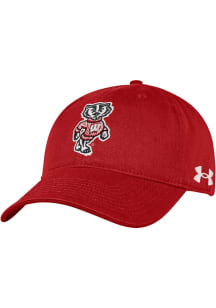 Under Armour Wisconsin Badgers Garment Washed Cotton Adjustable Hat - Red