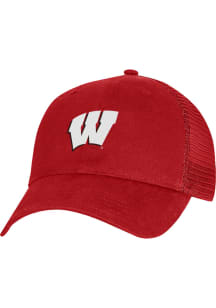 Under Armour Wisconsin Badgers Washed Performance Cotton Trucker Adjustable Hat - Red