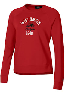 Under Armour Wisconsin Badgers Womens Red Rival Crew Sweatshirt
