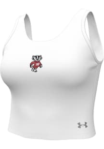 Womens Wisconsin Badgers White Under Armour Motion Tank Top