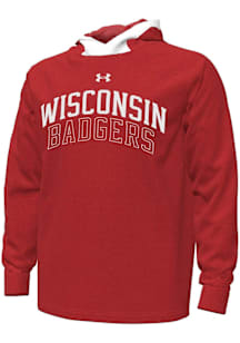 Under Armour Wisconsin Badgers Mens Red Gameday Double Knit Long Sleeve Hoodie