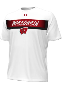 Wisconsin Badgers White Under Armour Gameday Armourfuse Short Sleeve T Shirt