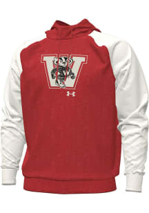 Mens Wisconsin Badgers Red Under Armour Iconic Gameday Rival Fleece Hooded Sweatshirt