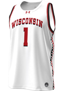 Mens Wisconsin Badgers White Under Armour Alt Basketball Jersey