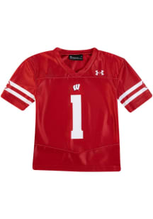 Toddler Wisconsin Badgers Red Under Armour #1 SL Universal Replica Football Jersey Jersey