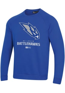 Under Armour St Louis Battlehawks Mens Blue Team Logo and Name Long Sleeve Crew Sweatshirt