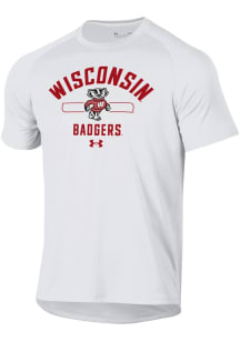 Wisconsin Badgers White Under Armour No. 1 Pill Tech Short Sleeve T Shirt