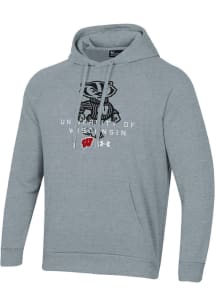 Mens Wisconsin Badgers Grey Under Armour Tonal Logo All Day Hooded Sweatshirt