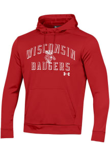 Mens Wisconsin Badgers Red Under Armour No. 1 Tech Long Sleeve Hoodie